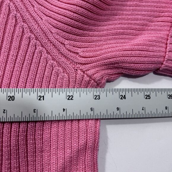 Woman's Quacker Factory Rhinestone Zipper Chunky-Knit Sky Blue Zip-up Polo Shirt - Picture 7 of 7